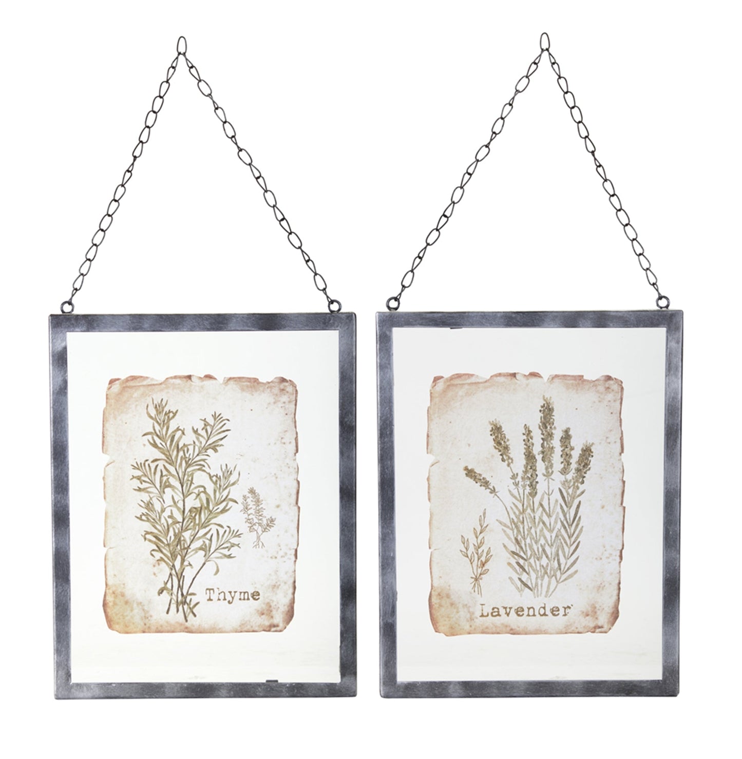 Lavendel-/Thymian-Rahmen (2er-Set) 24 x 32 cm Glas/Metall