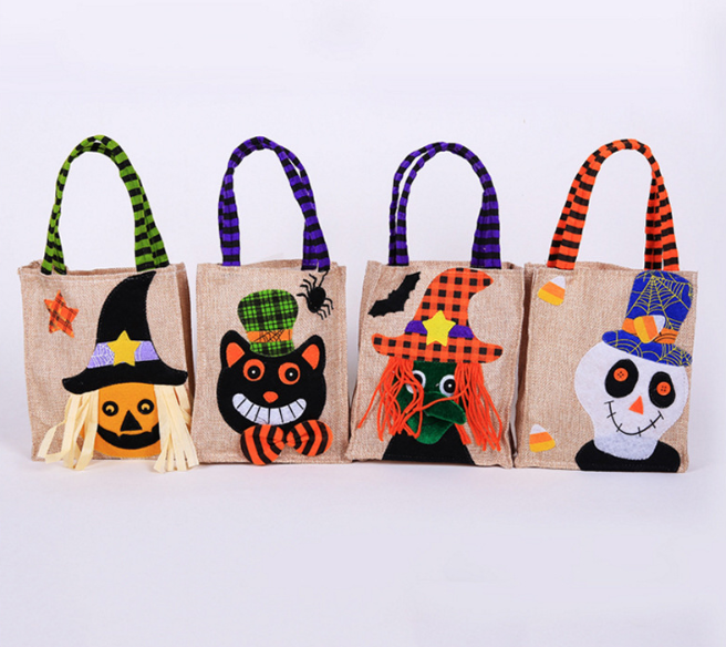Halloween Decoration Trick or Treat Tote Candy Sacks Bags for Kids