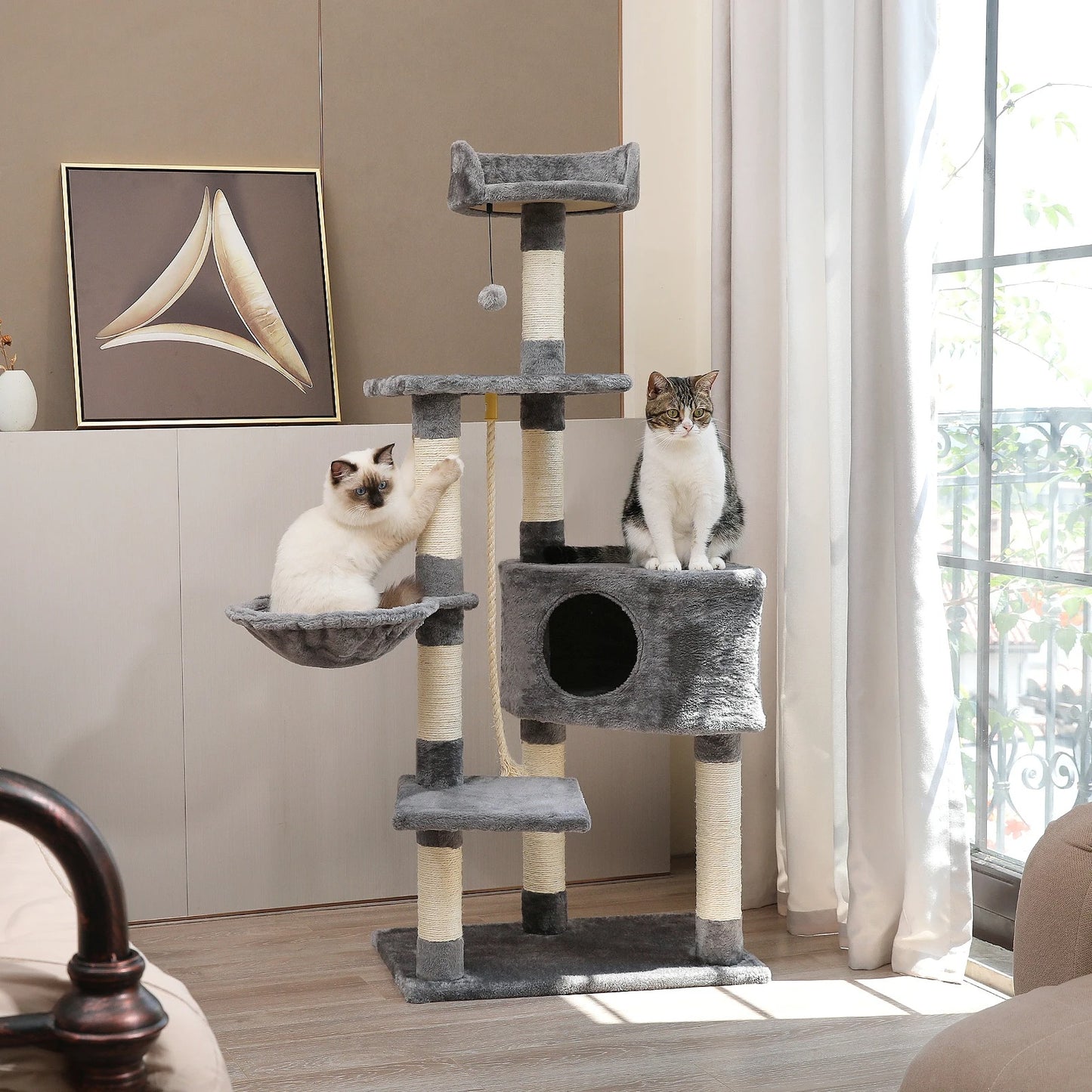 Deluxe Cat Tower with Scratching Posts, Condo & Play Toys