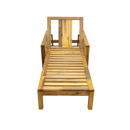Acacia Wood Adjustable Backrest Outdoor Lounge Chair, Suitable for