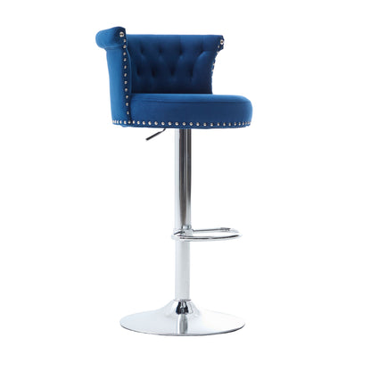 2er-Set Barhocker Samt, verstellbare drehbare Barhocker mit Silber