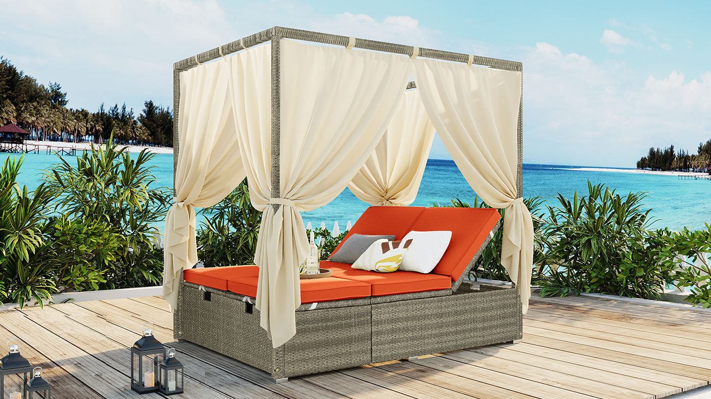 Adjustable Sun Bed With Curtain,High Comfort,With 3 Colors