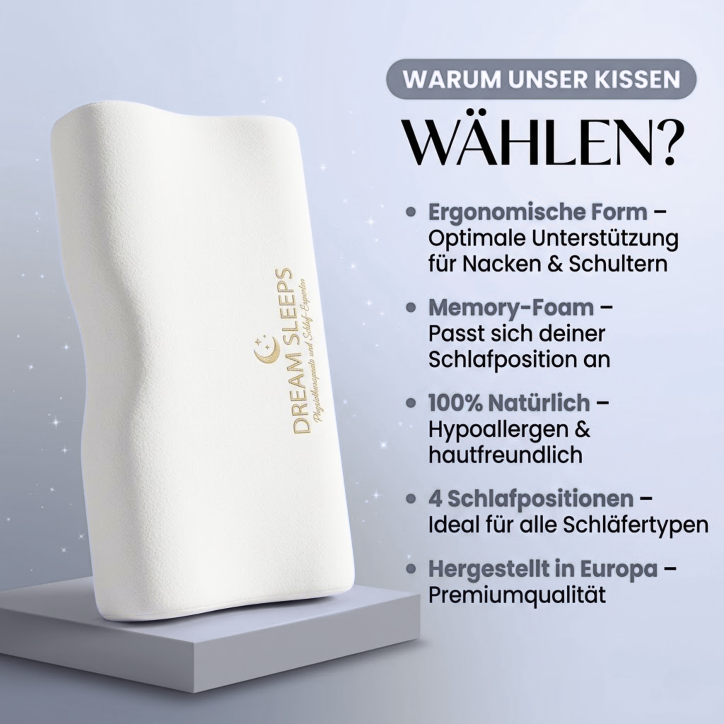 Ergonomic Pillow - Better Sleep & Less Neck Pain Dream Sleeps