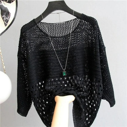 Spring and Summer New Ice Silk Knitted Vest Top Hollow Out Thin