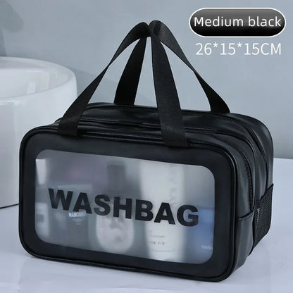 Dry-wet separation double transparent PU makeup bag portable washing