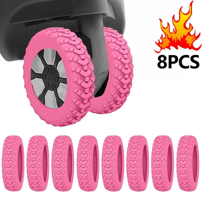 8PCS Luggage Wheels Protector Silicone Wheels Caster Shoes Travel