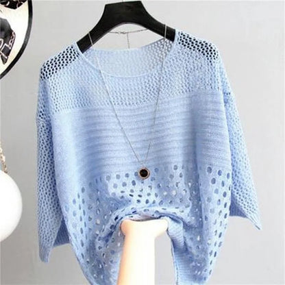 Spring and Summer New Ice Silk Knitted Vest Top Hollow Out Thin