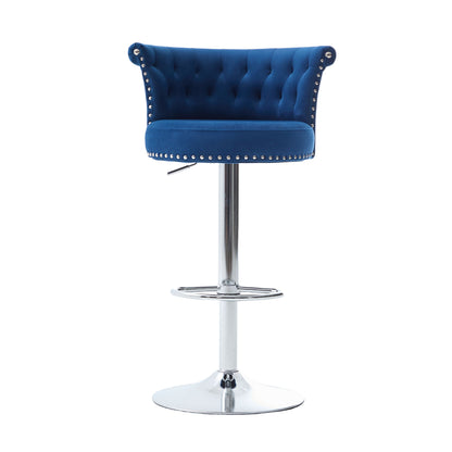 2er-Set Barhocker Samt, verstellbare drehbare Barhocker mit Silber