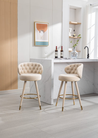 Counter Height Bar Stools Set of 2 for Kitchen Counter Solid Wood Legs