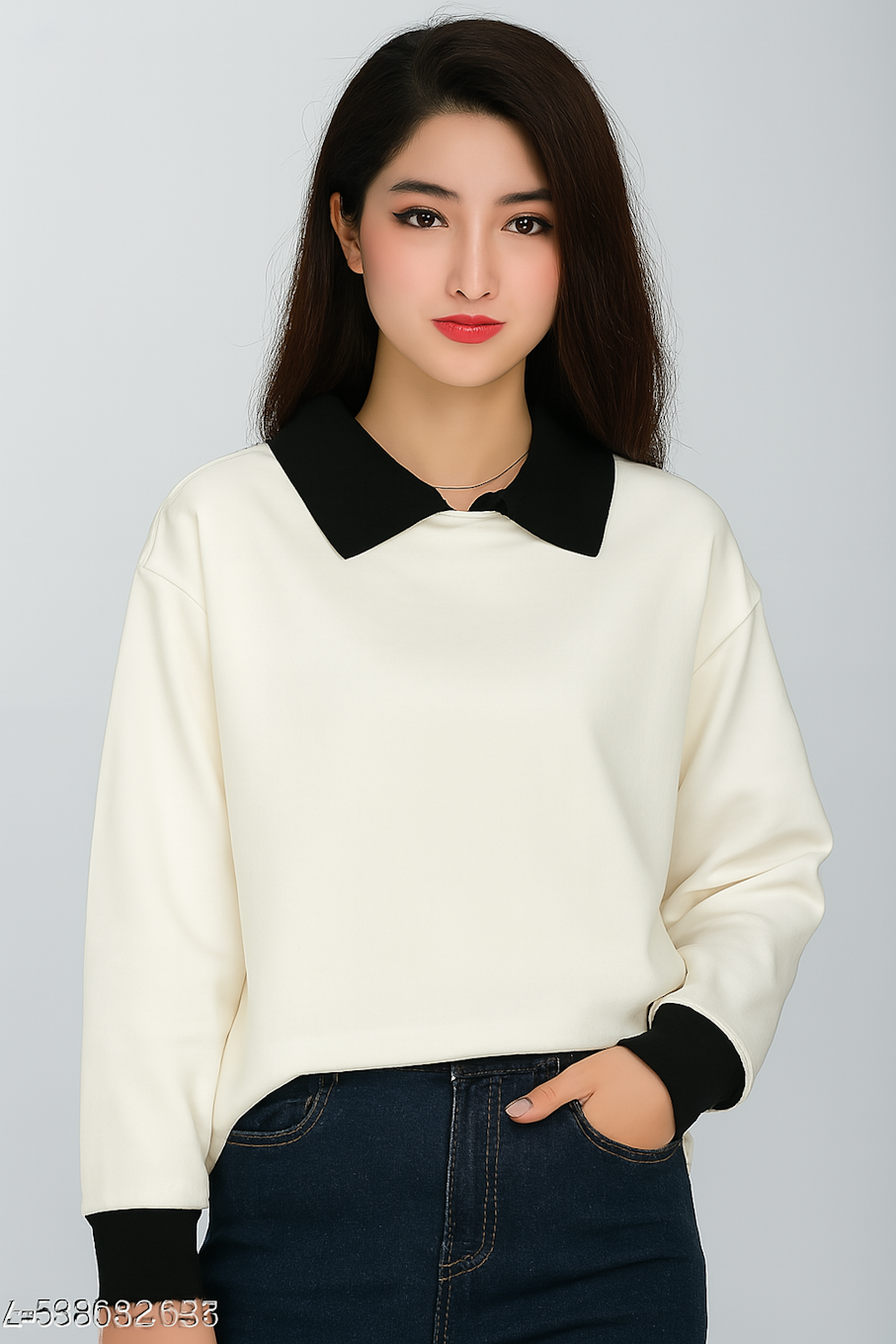 Cotton Blend T-Shirt for Women-White (Size-5XL)