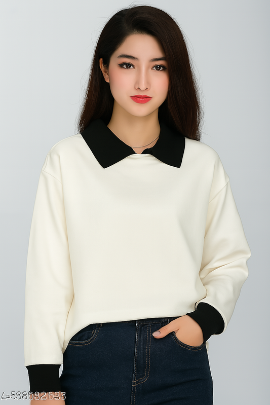 Cotton Blend T-Shirt for Women-White (Size-5XL)