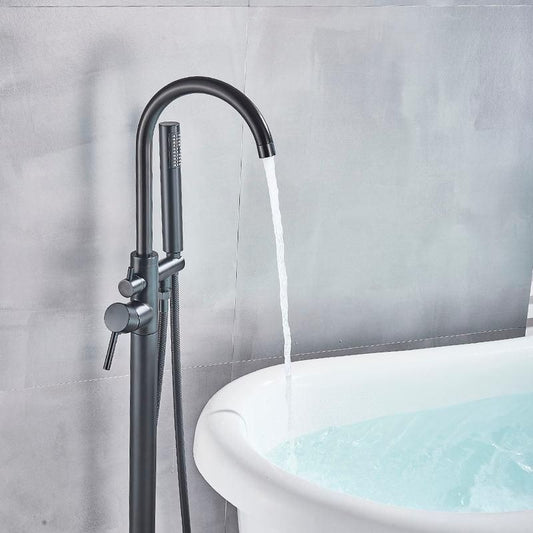 Luxury Freestanding Dual-Handle Bathtub Faucet with Hand Shower