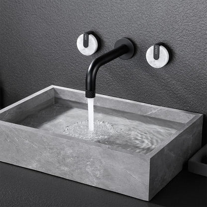 Contemporary Matte Black Wall-Mounted Dual Handle Bathroom Faucet