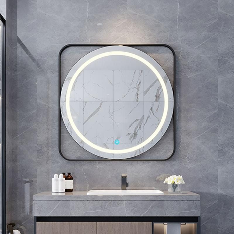 80CM Round Smart LED Bathroom Mirror with 3-Color Adjustable Backlight & Defogging Feature