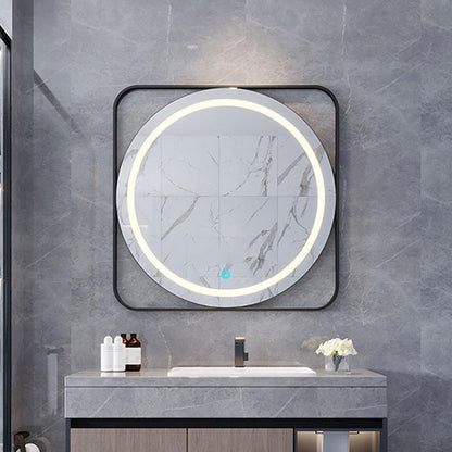 80CM Round Smart LED Bathroom Mirror with 3-Color Adjustable Backlight & Defogging Feature