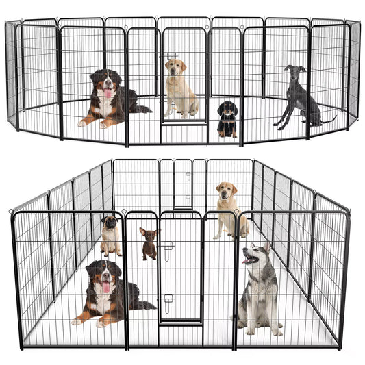 16-Panel Heavy Duty Dog Playpen with Lockable Door