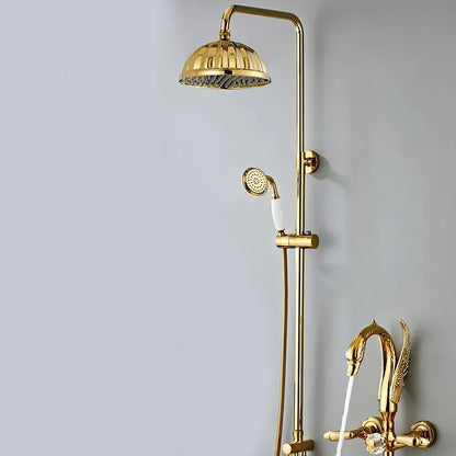 Bathroom Shower Faucet Set Gold Swan Rainfall Shower Mixer