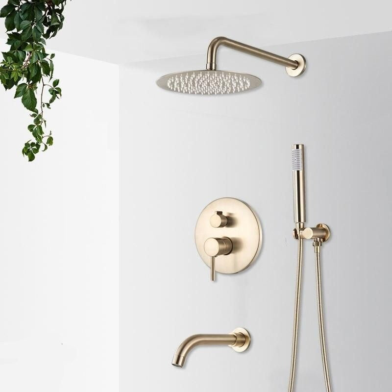 Bathroom Shower Faucet Set Gold Swan Rainfall Shower Mixer