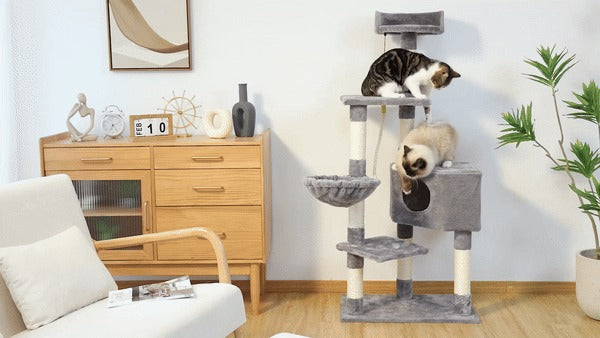 Deluxe Cat Tower with Scratching Posts, Condo & Play Toys