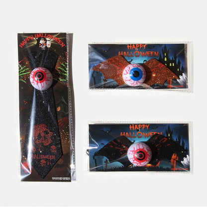 Halloween Glow-in-the-Dark Eyeball and Bat-Themed Tie – Kids Costume