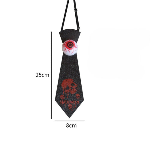 Halloween Glow-in-the-Dark Eyeball and Bat-Themed Tie – Kids Costume