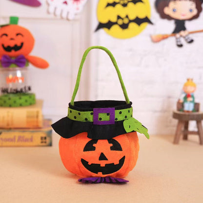 Halloween Witch Pumpkin Tote Candy Bag with Decorative Props