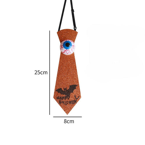 Halloween Glow-in-the-Dark Eyeball and Bat-Themed Tie – Kids Costume