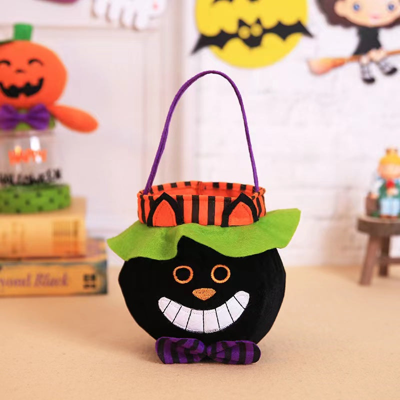 Halloween Witch Pumpkin Tote Candy Bag with Decorative Props