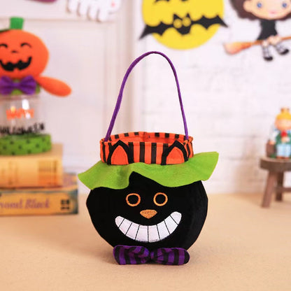 Halloween Witch Pumpkin Tote Candy Bag with Decorative Props