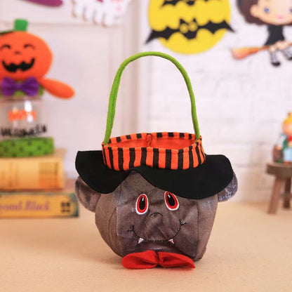 Halloween Witch Pumpkin Tote Candy Bag with Decorative Props