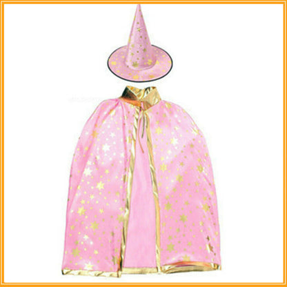 Children’s Halloween Star Wizard’s Cloak Cosplay Costume With Pumpkin