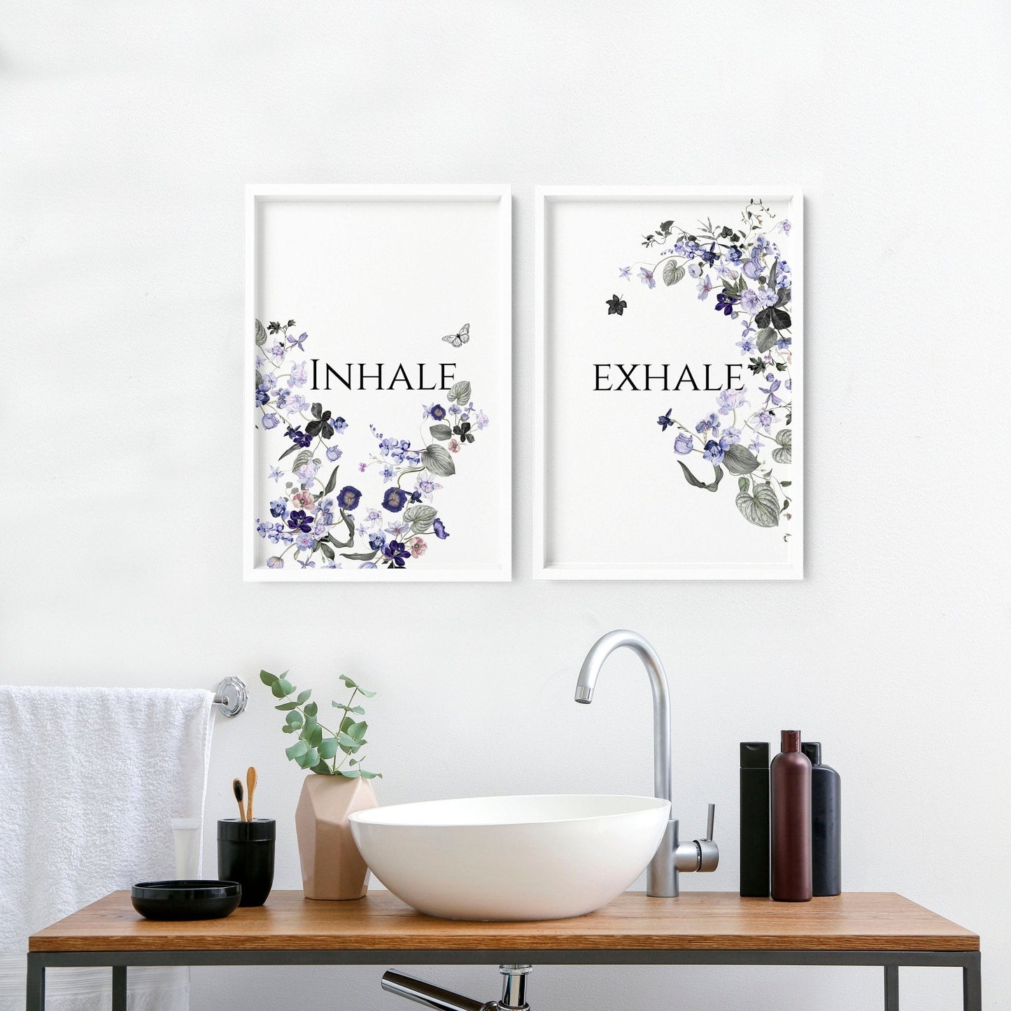 Bathroom wall decoration | set of 2 framed wall art prints